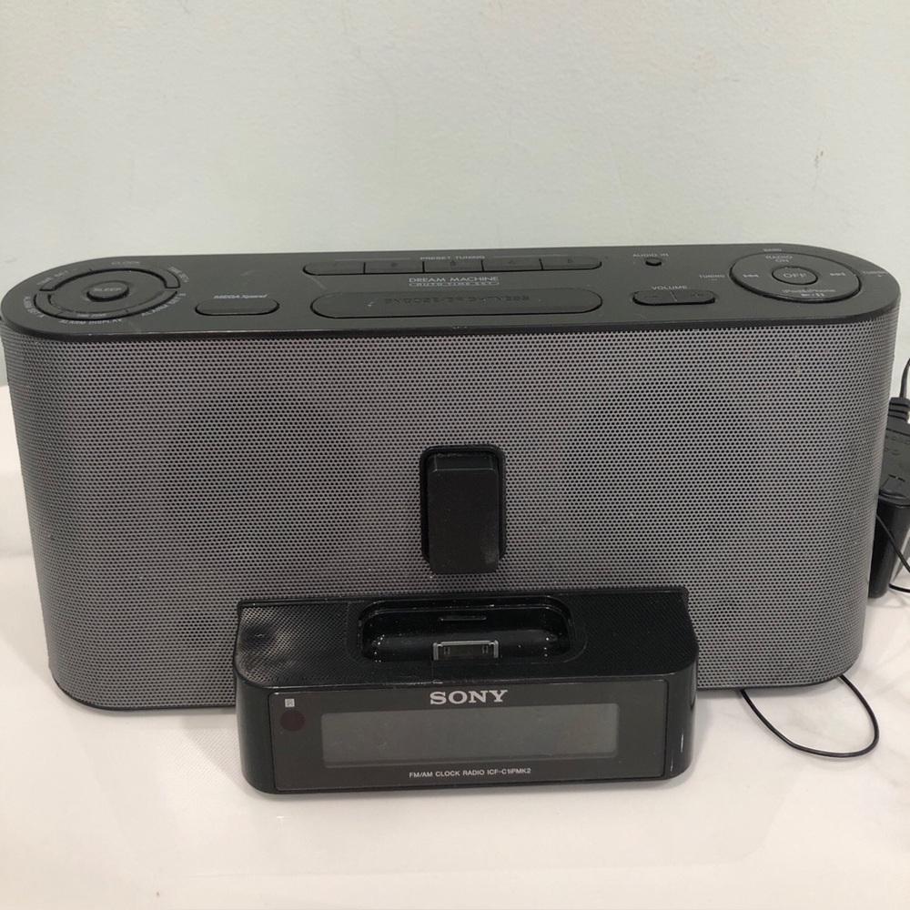 Sony Gray Portable Docking Speaker with Clock Radio
